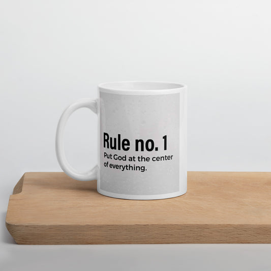 Rule No.1 White glossy mug