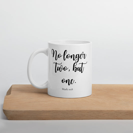 Mark 10:8 White glossy mug