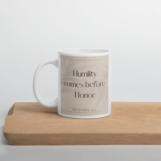 Proverbs 15:33 Elegant White glossy mug