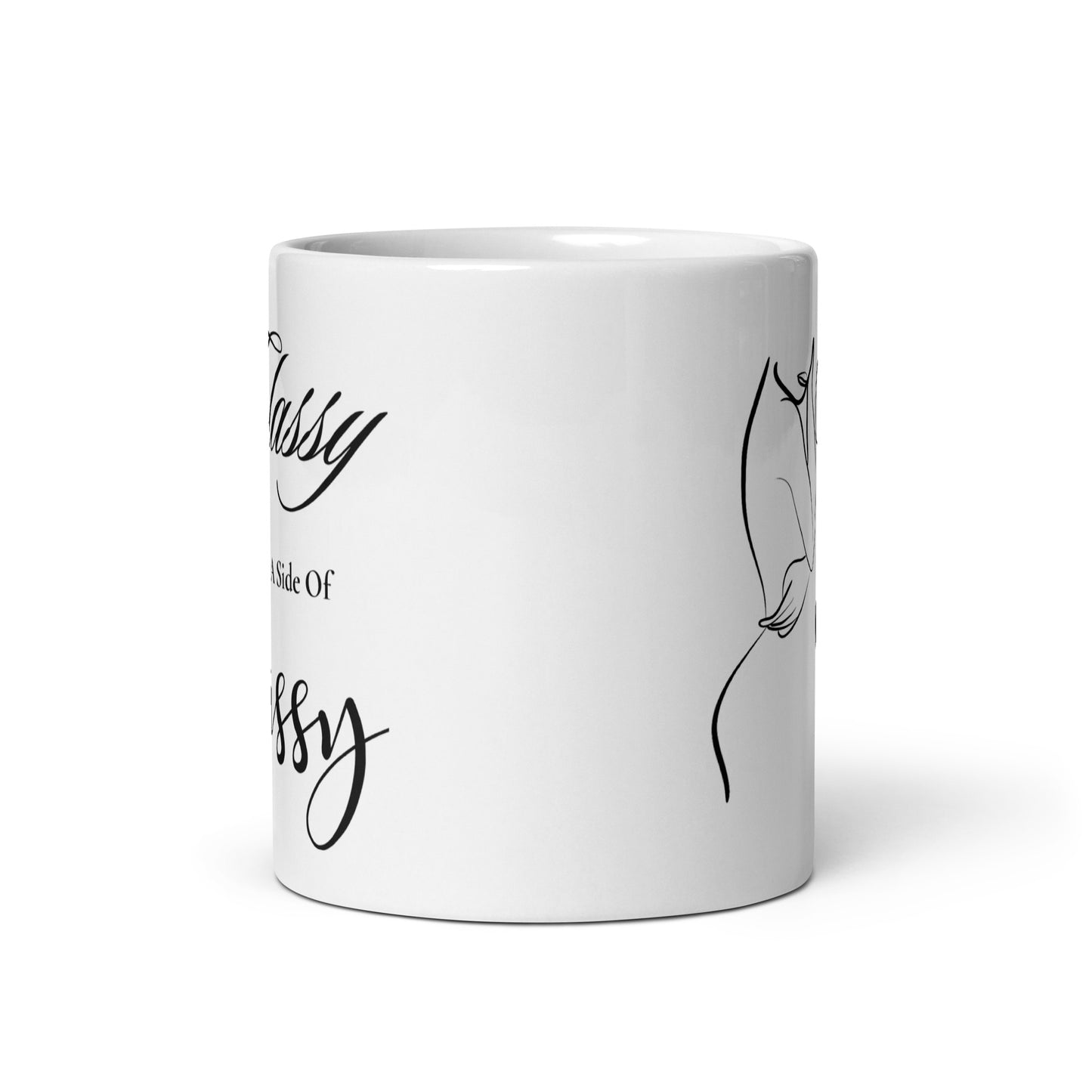 Classy with a side of Sassy Elegant White glossy mug