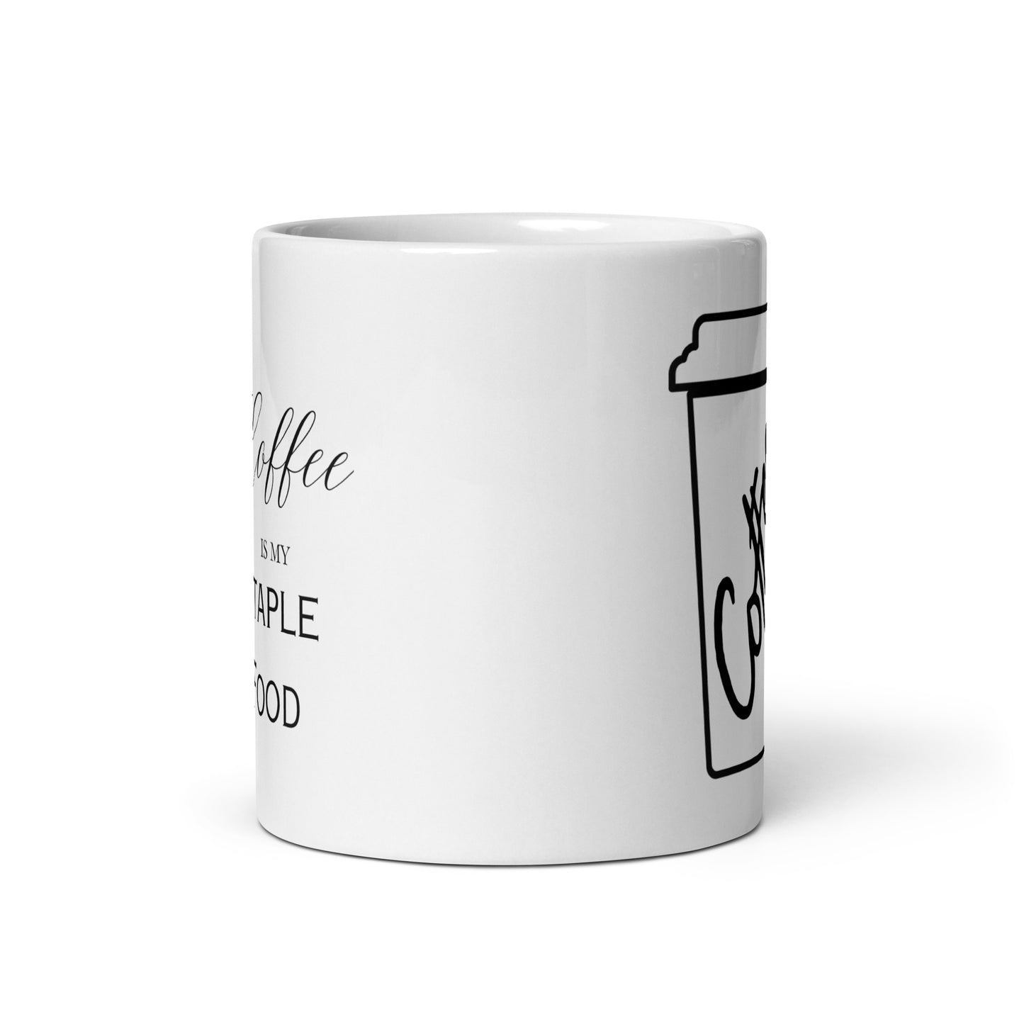 Coffee is my Staple Food Bold White glossy mug