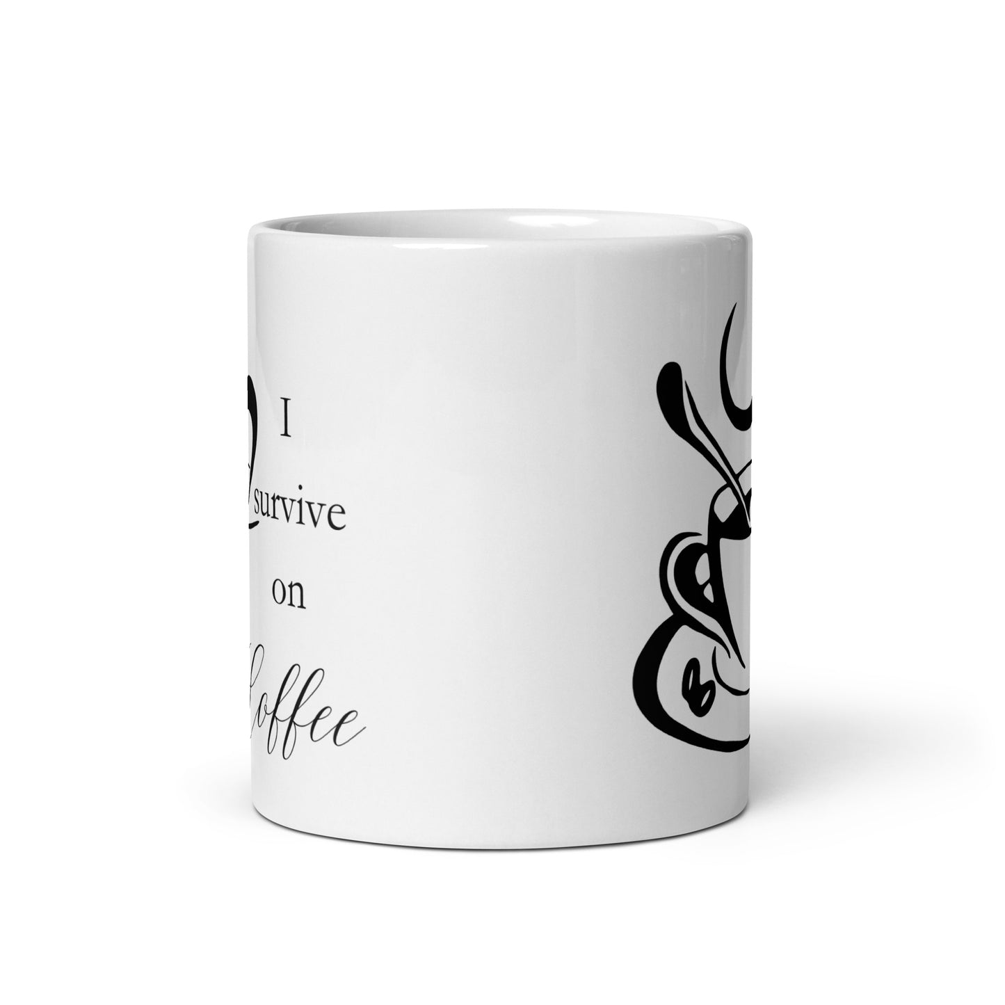 I Survive on Coffee Elegant White glossy mug