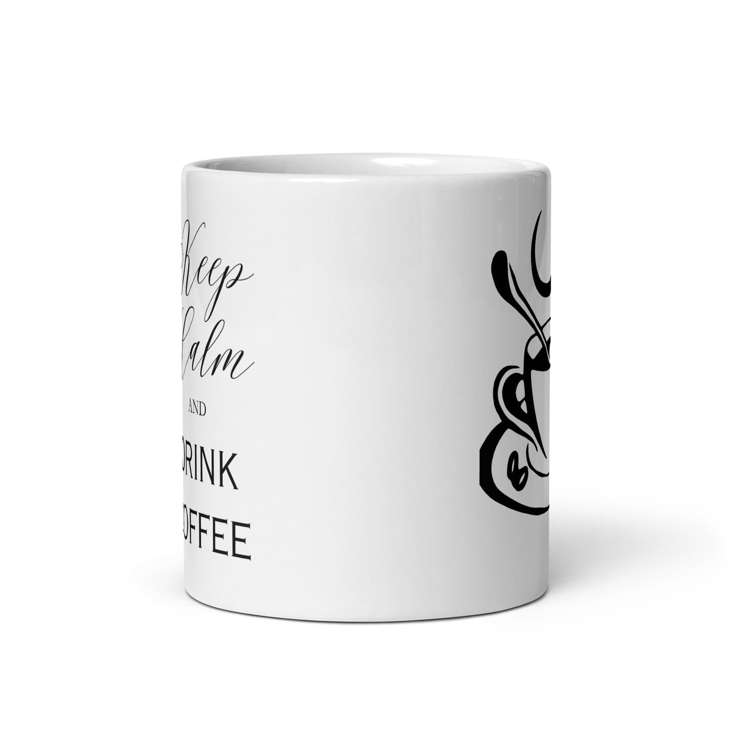 Keep Calm and Drink Coffee Elegant White glossy mug