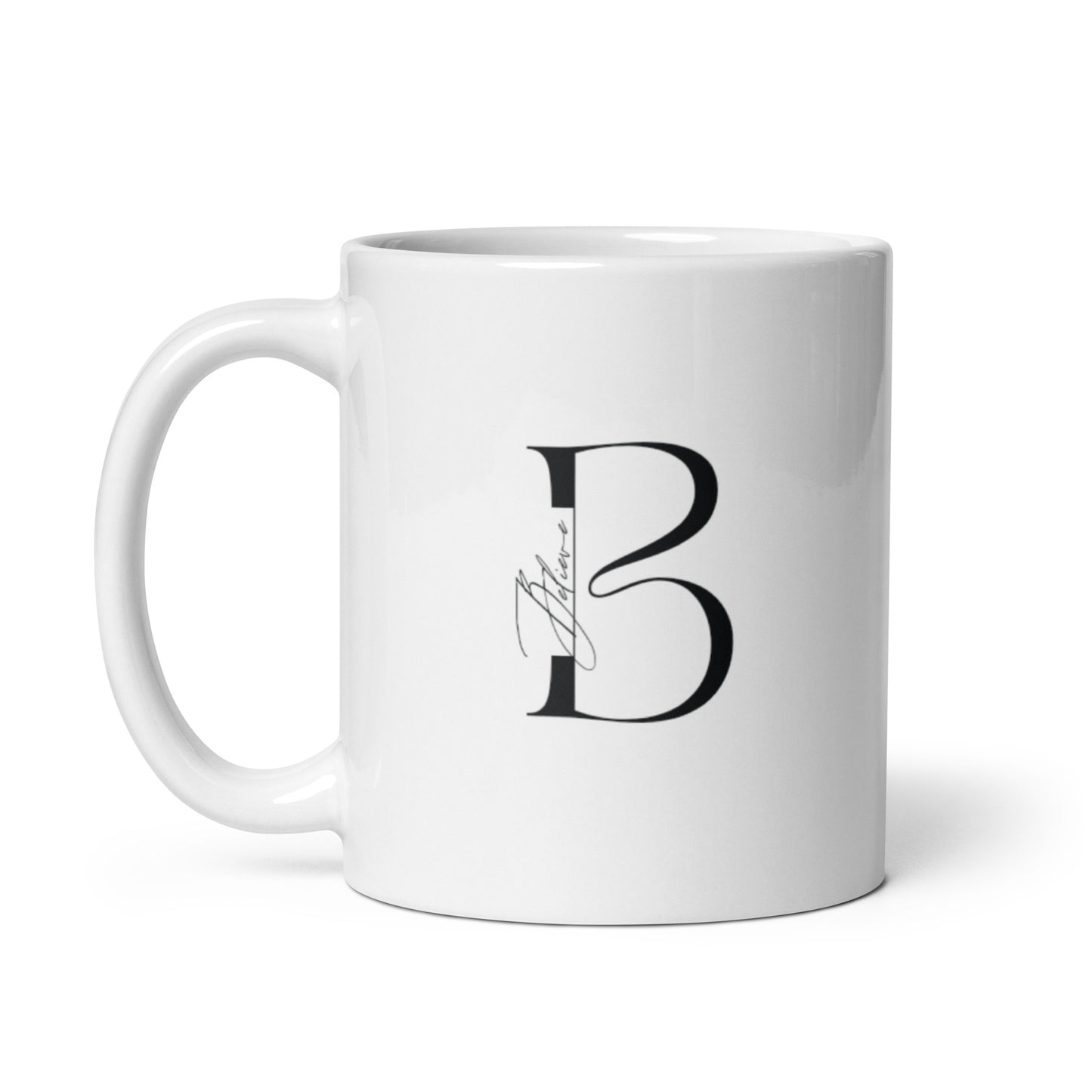 Believe White glossy mug