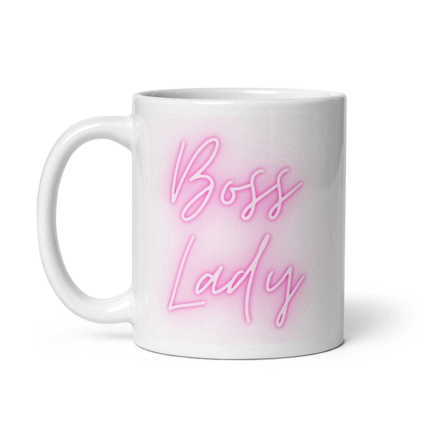 Boss Lady Pink White glossy mug
