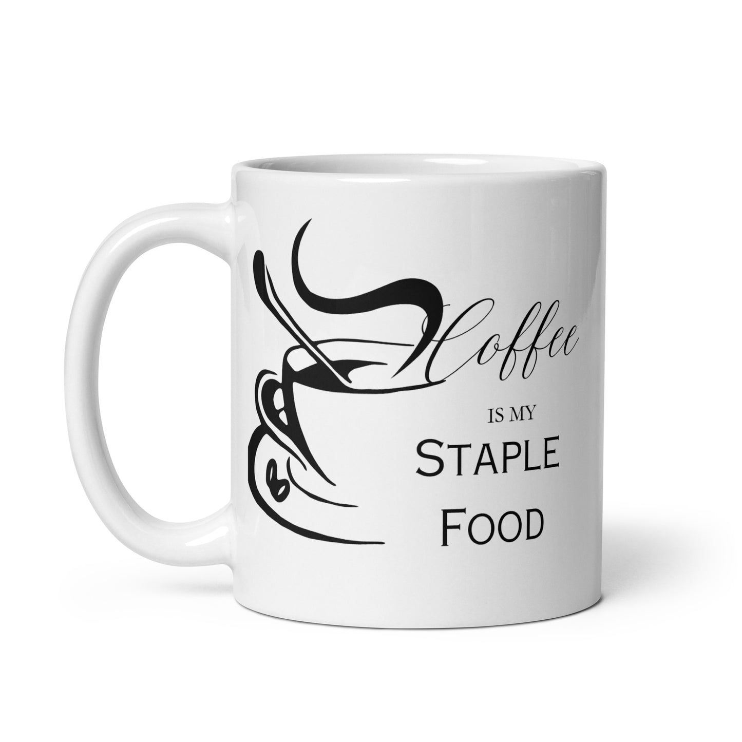 Coffee is my Staple Food Elegant White glossy mug