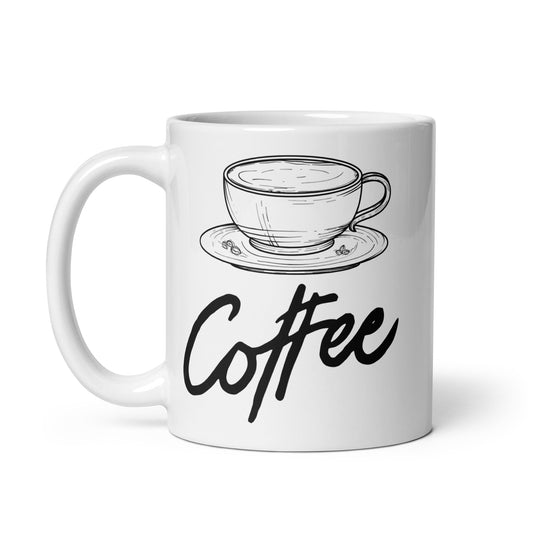 Coffee Plain White glossy mug