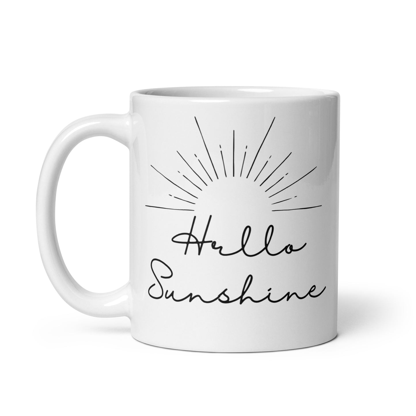 Hello Sunshine Plain White glossy mug