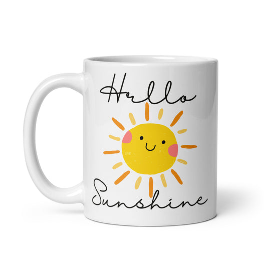 Hello Sunshine Sun White glossy mug