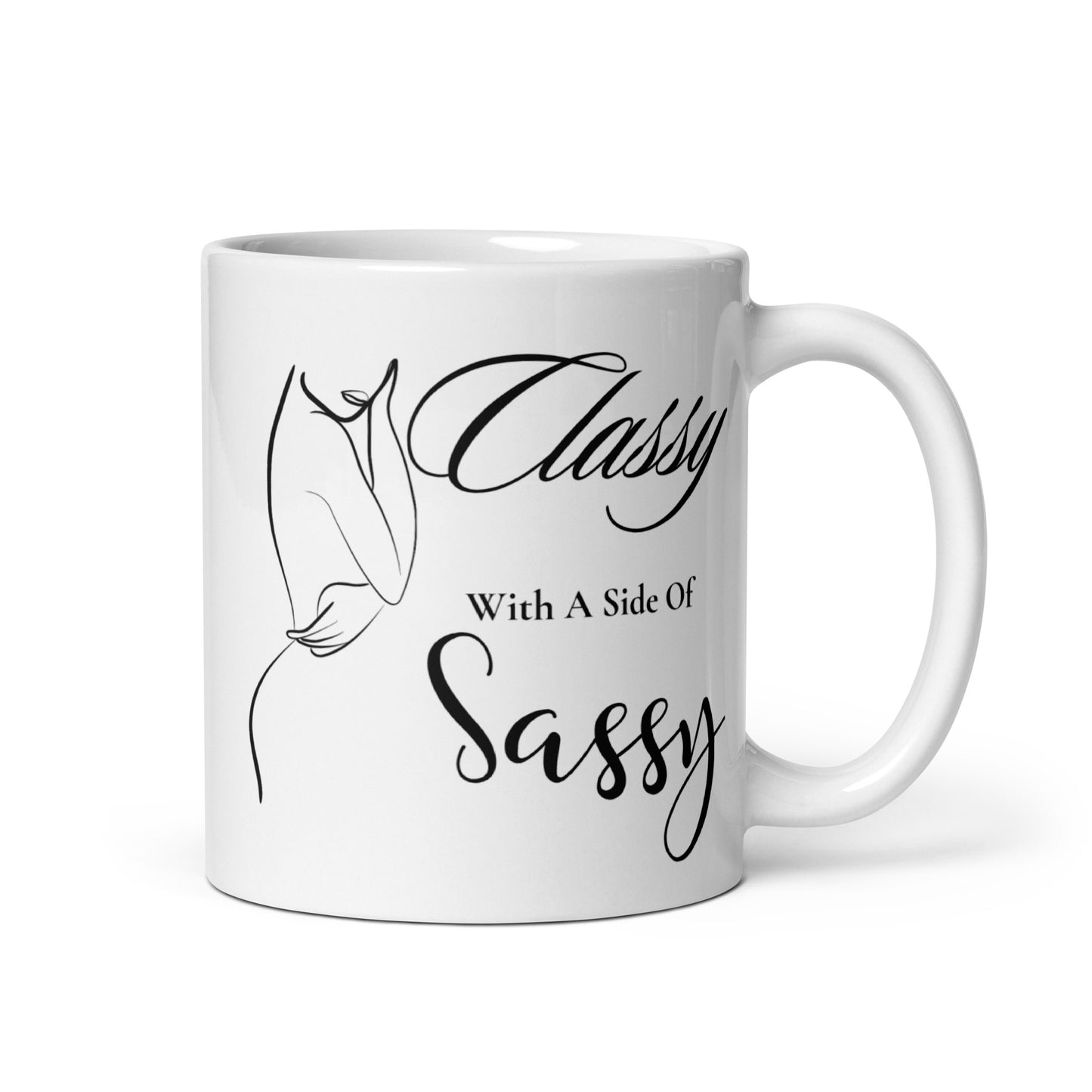 Classy with a side of Sassy Elegant White glossy mug