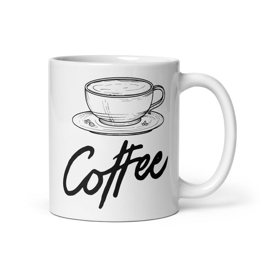 Coffee Plain White glossy mug