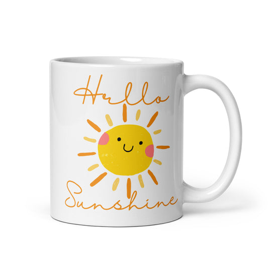 Hello Sunshine Colorful White glossy mug