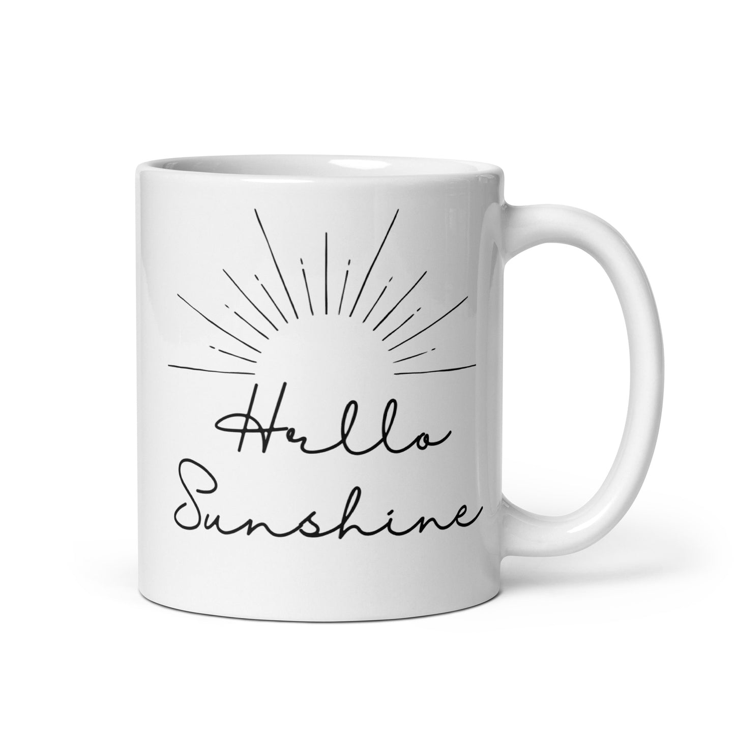 Hello Sunshine Plain White glossy mug