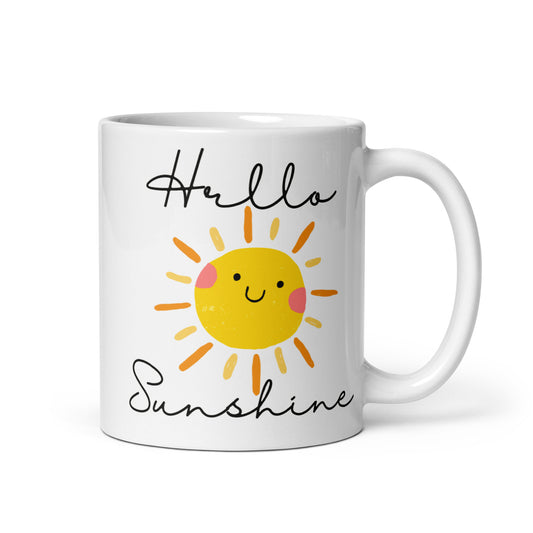 Hello Sunshine Sun White glossy mug