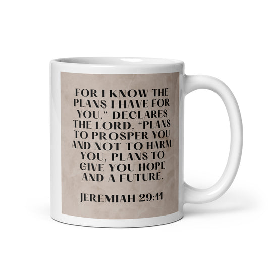 Jeremiah 29:11 White glossy mug