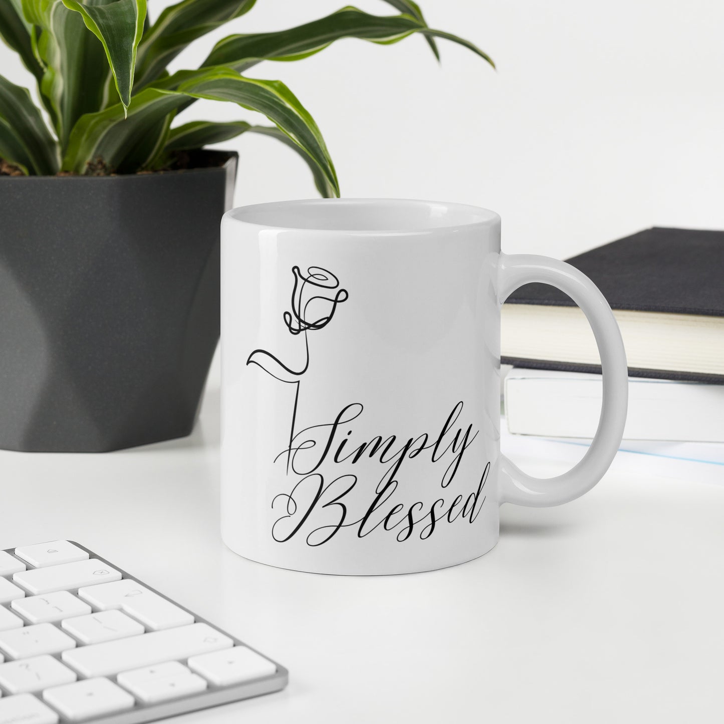 Simply Blessed Rose White glossy mug