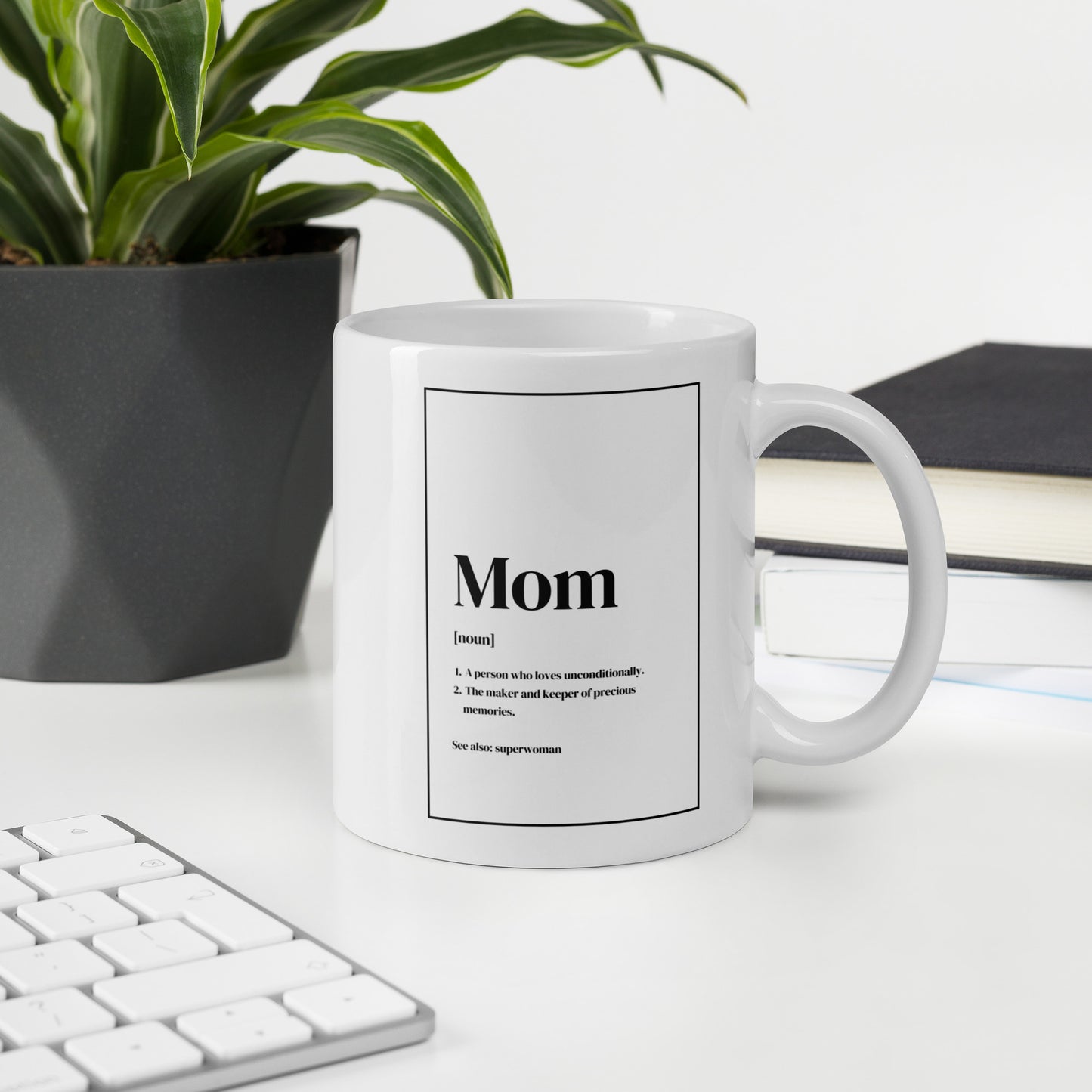 Mom Noun White glossy mug