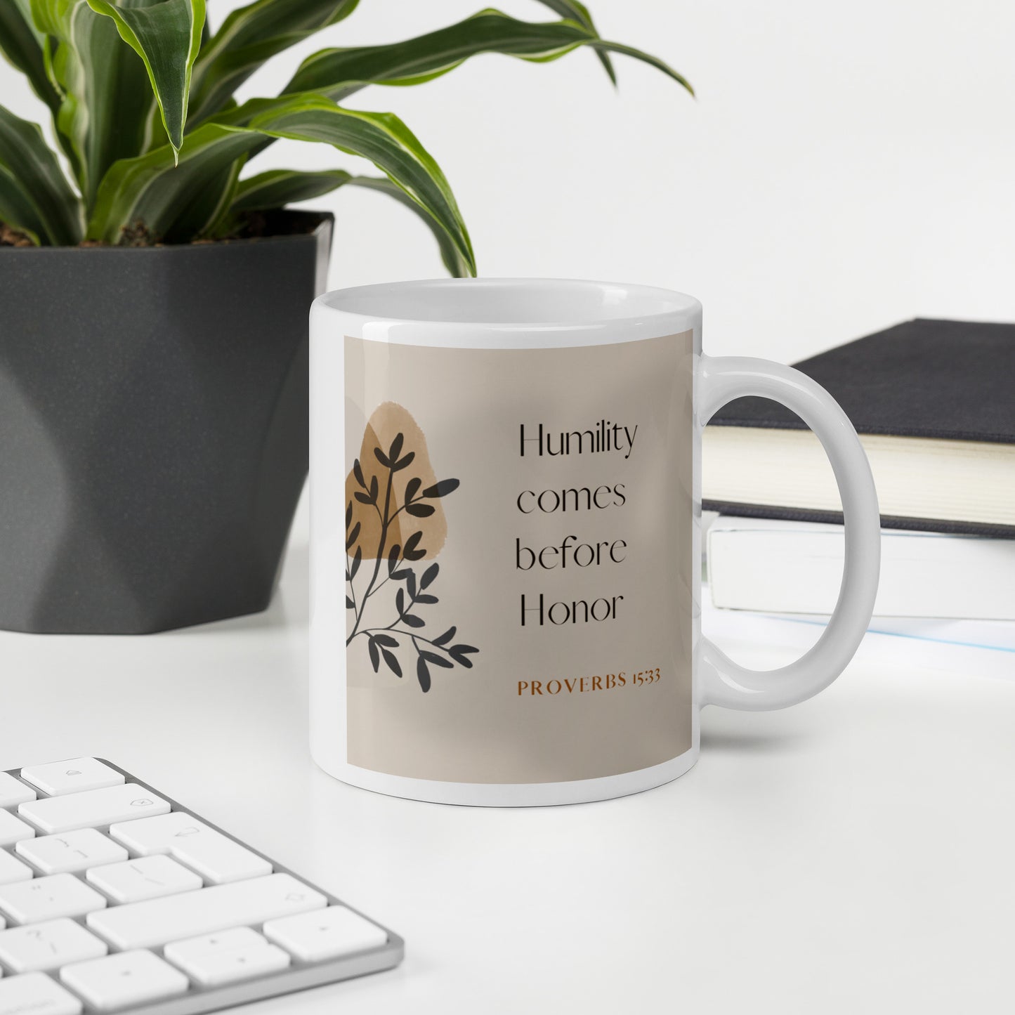 Proverbs 15:33 Natural White glossy mug