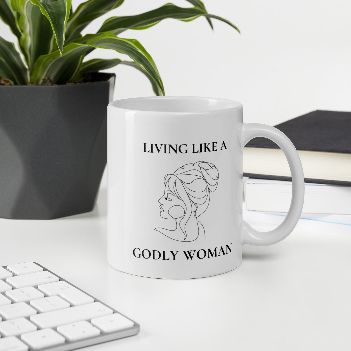 Living like a Godly Woman Elegant White glossy mug