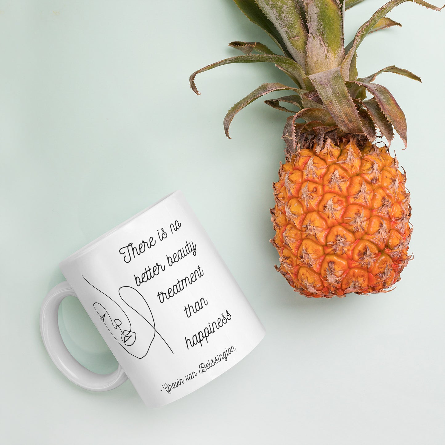 No Better Beauty Treatment Than Happiness White glossy mug