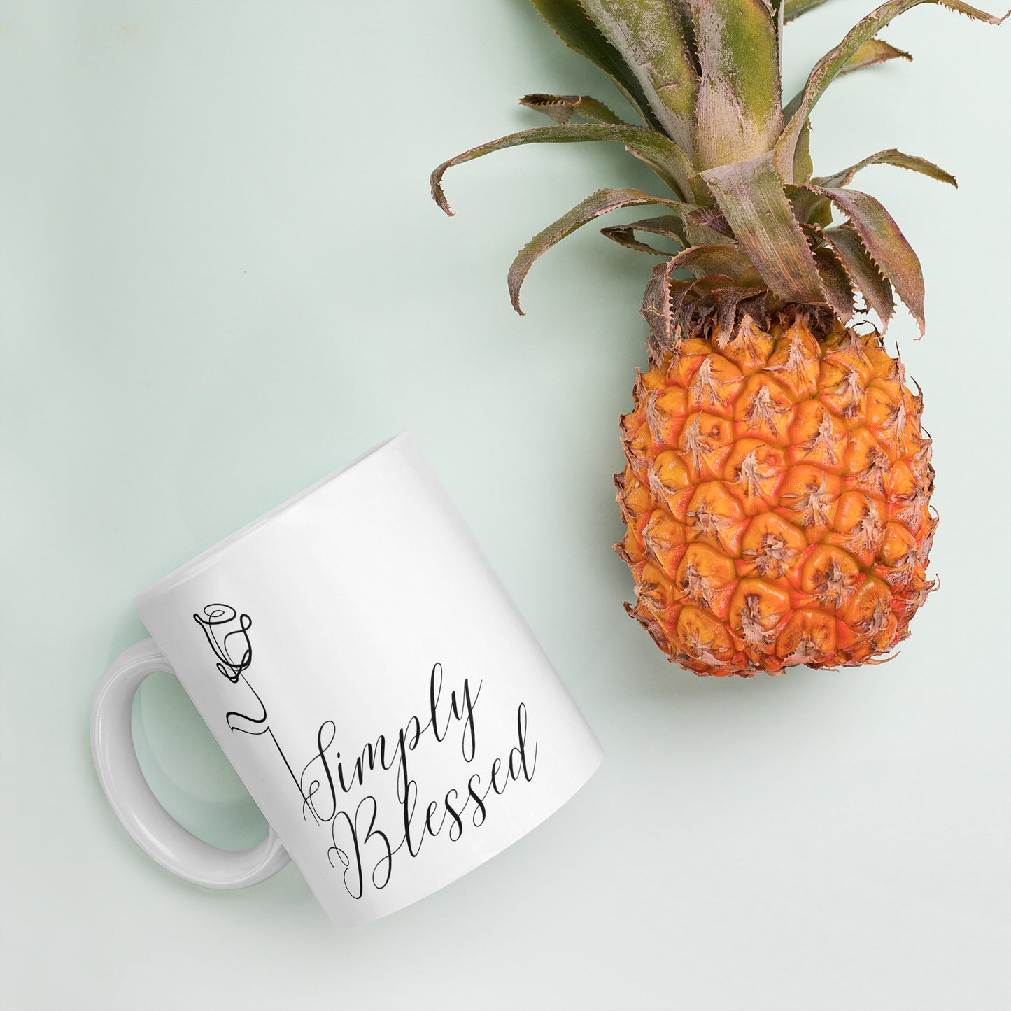 Simply Blessed Rose White glossy mug