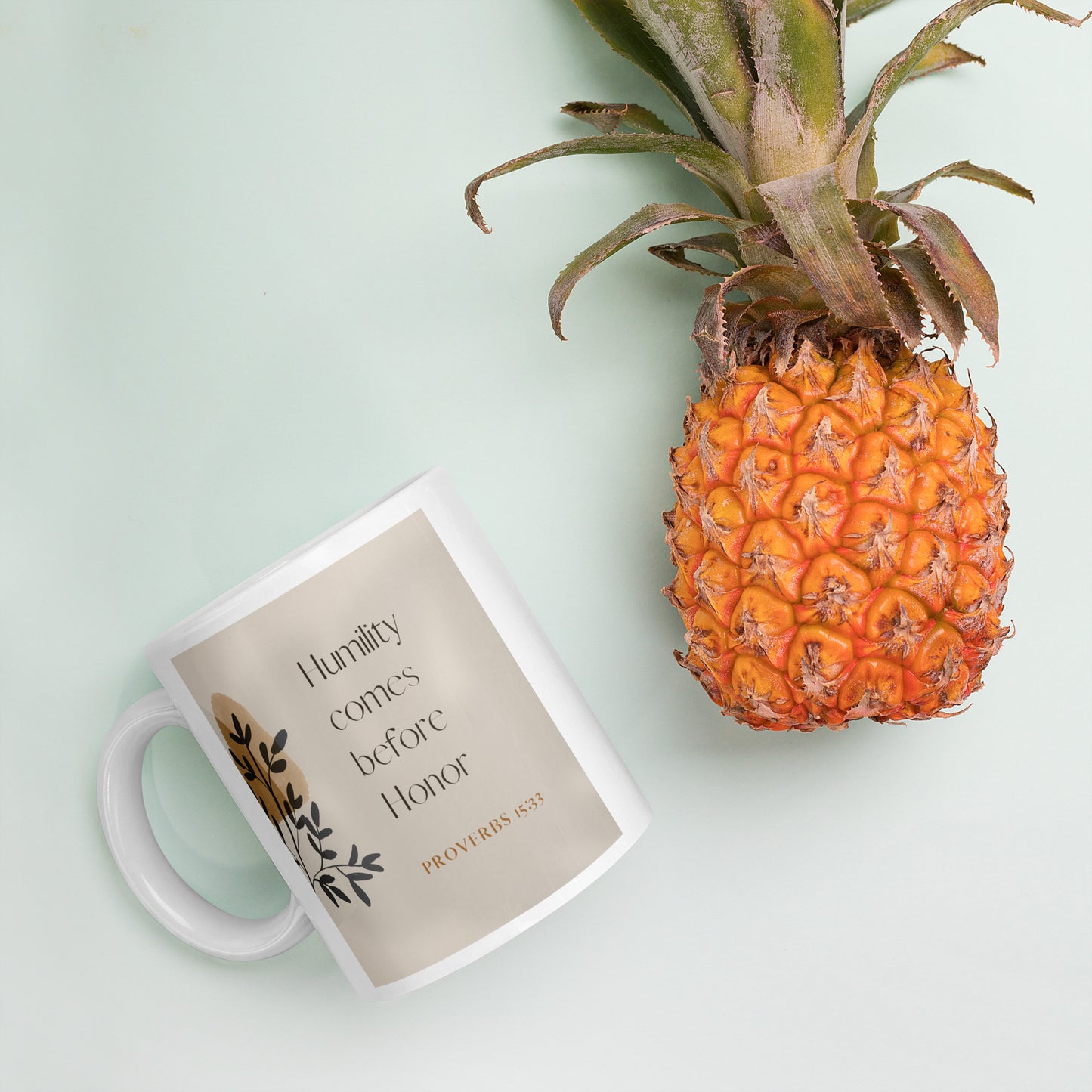 Proverbs 15:33 Natural White glossy mug