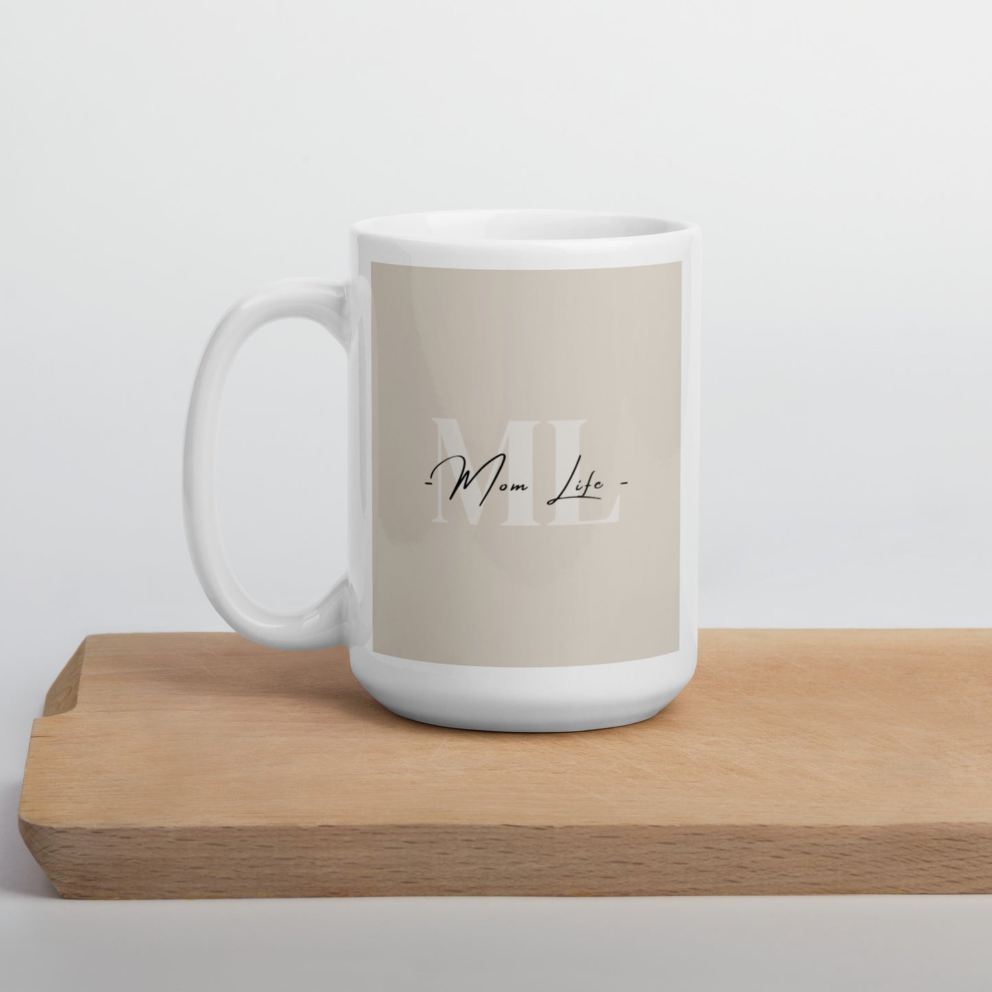 Mom Life Beige White glossy mug