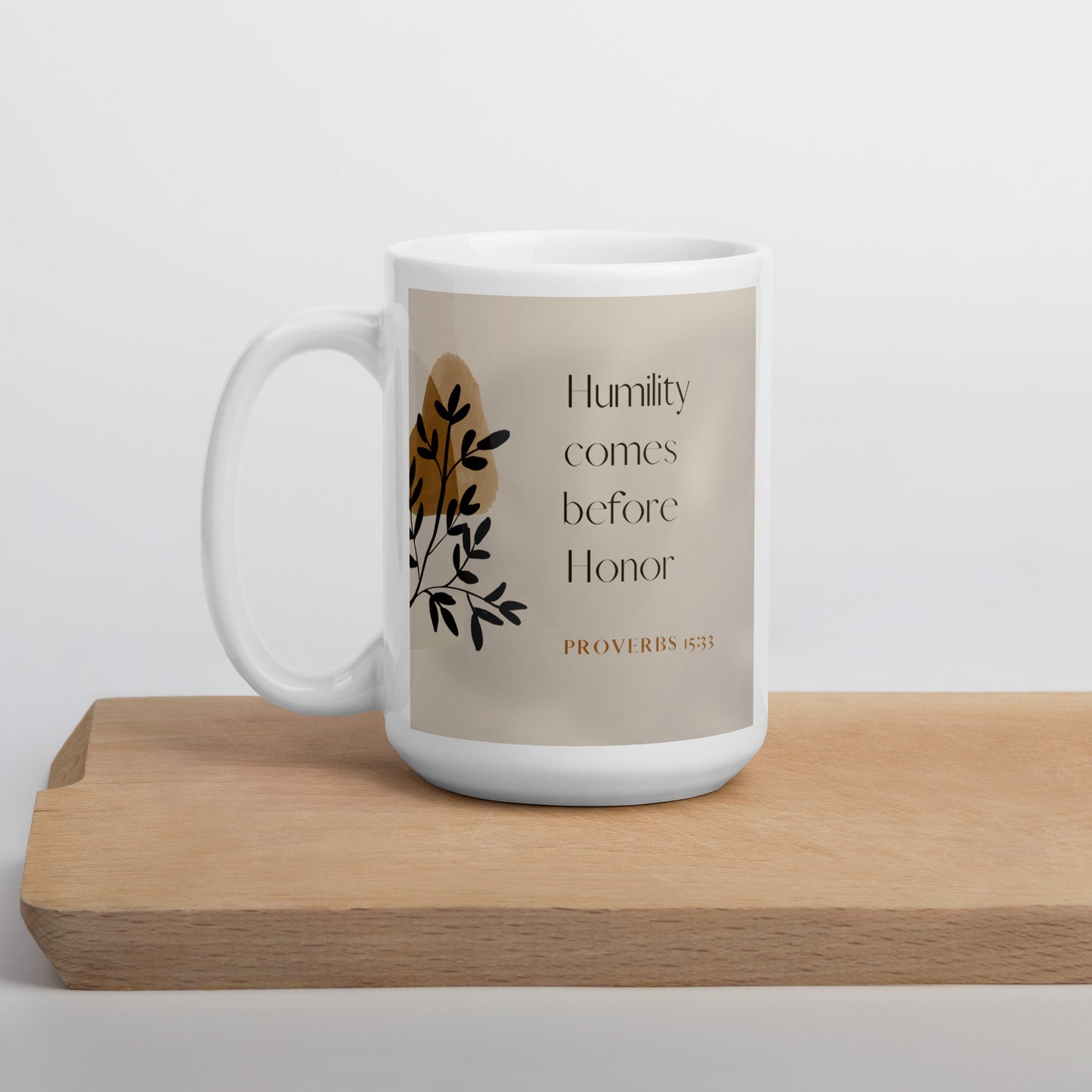 Proverbs 15:33 Natural White glossy mug