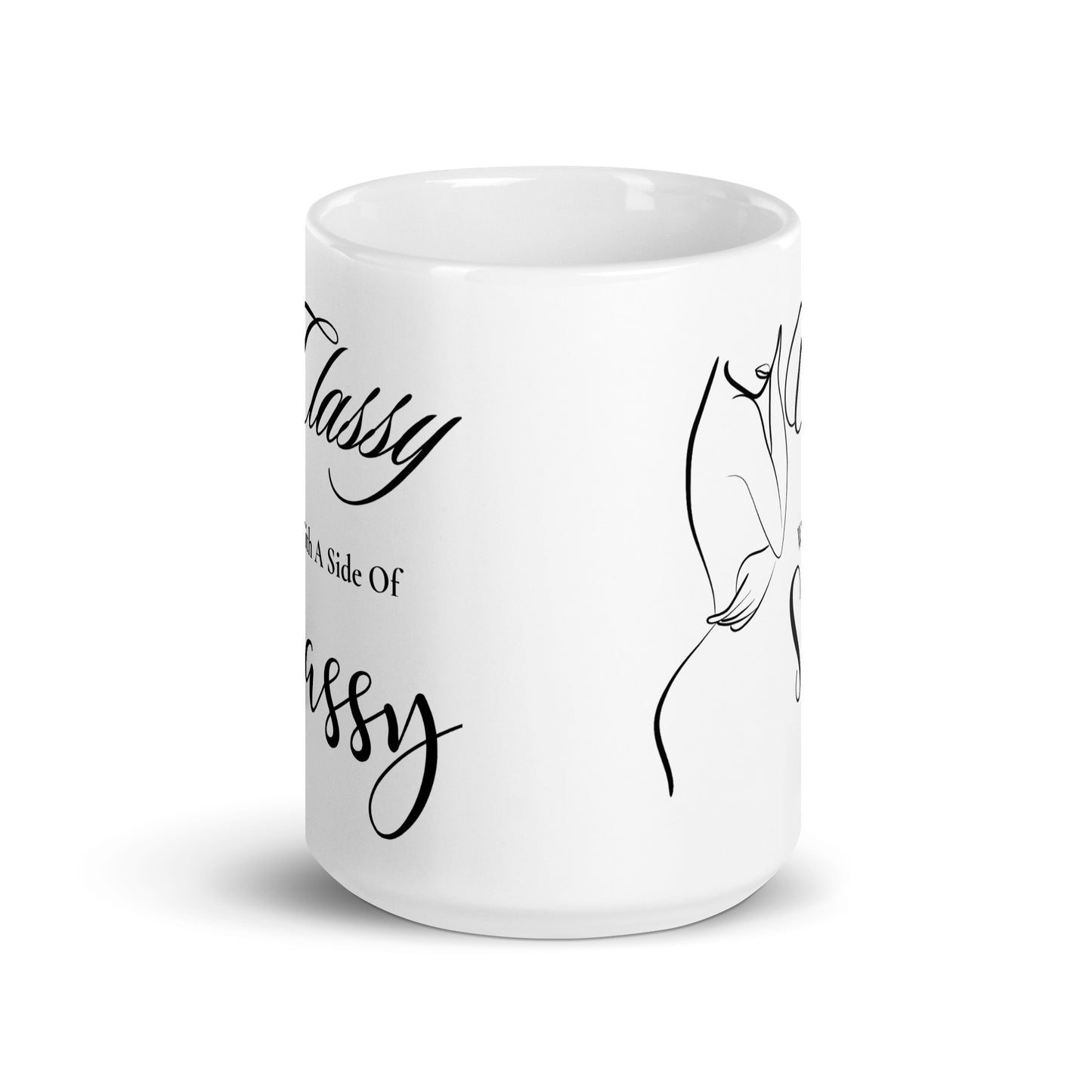 Classy with a side of Sassy Elegant White glossy mug