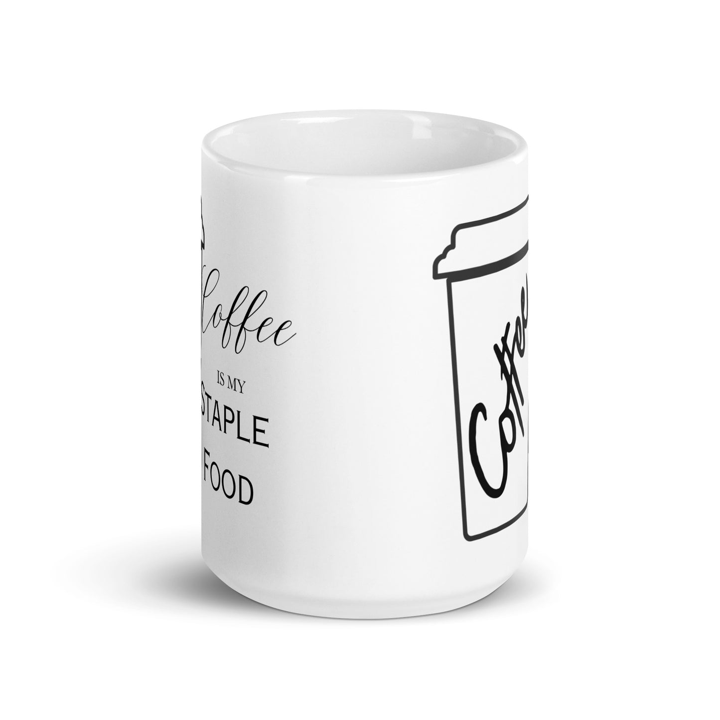 Coffee is my Staple Food Bold White glossy mug