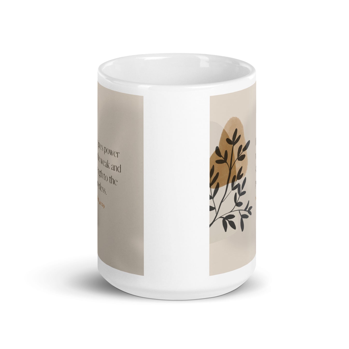 Isaiah 40:29 White glossy mug