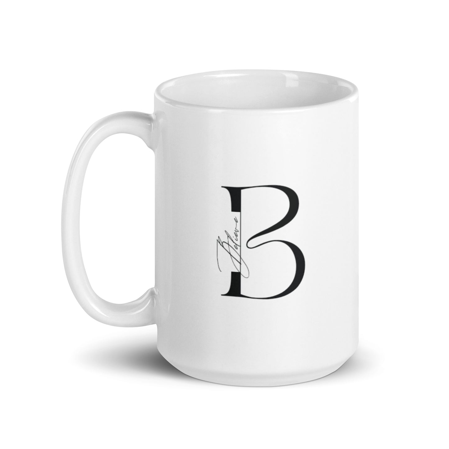 Believe White glossy mug