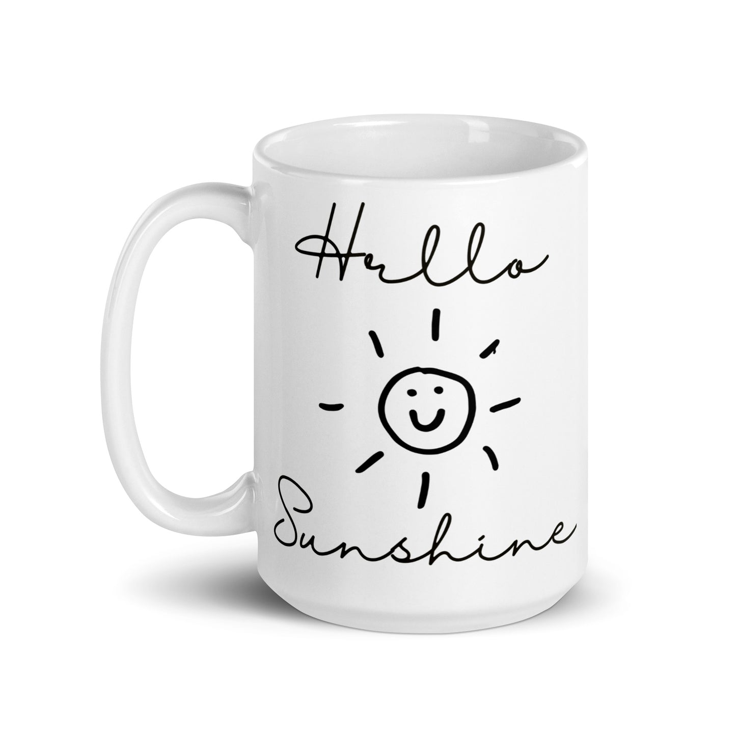 Hello Sunshine Happy White glossy mug