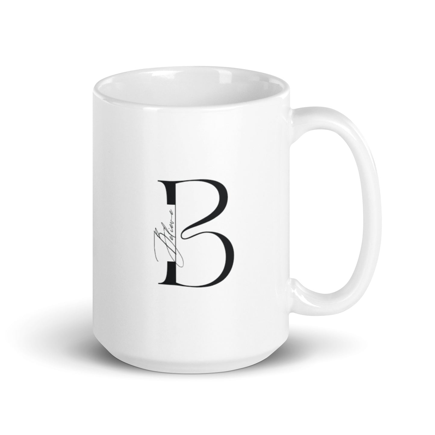 Believe White glossy mug