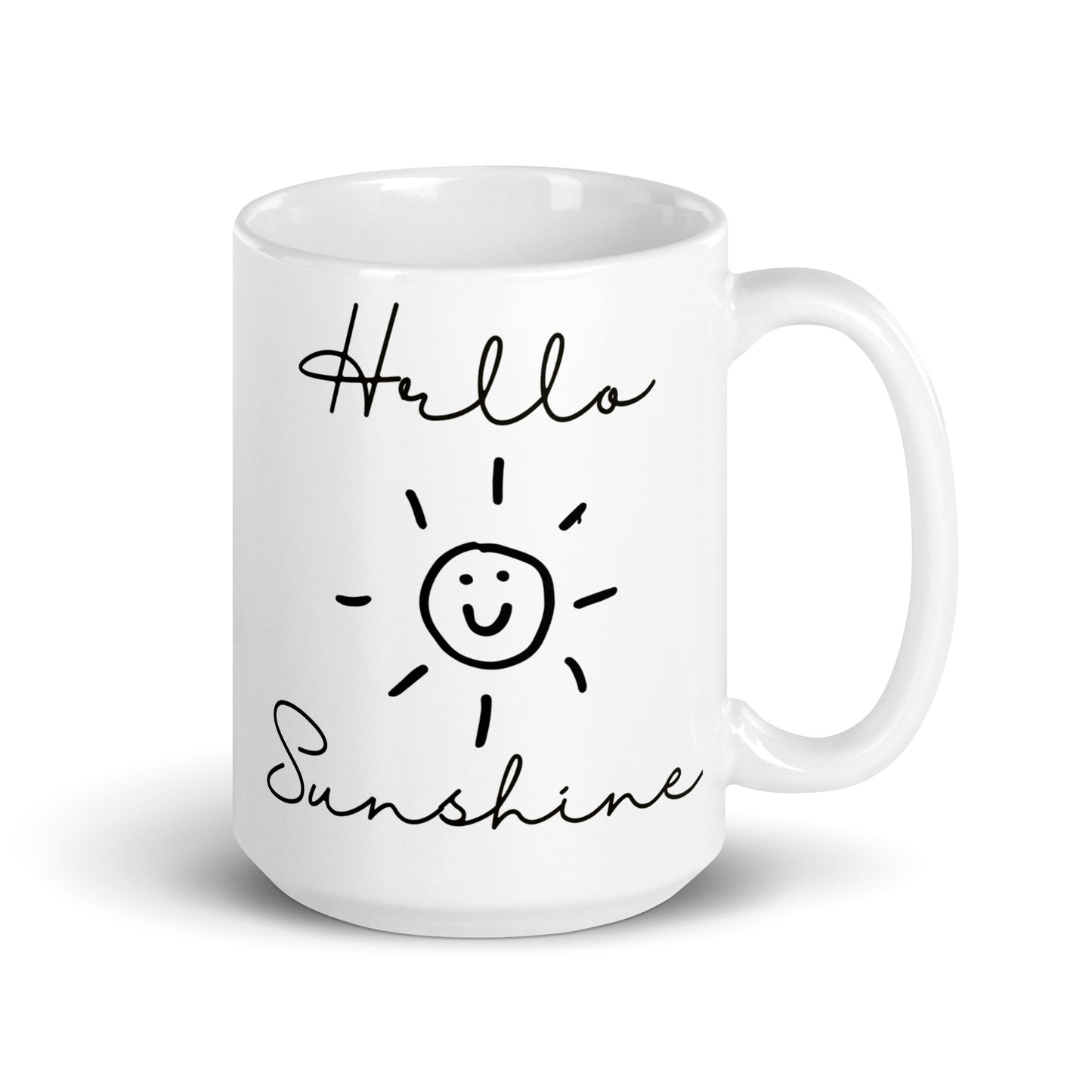 Hello Sunshine Happy White glossy mug