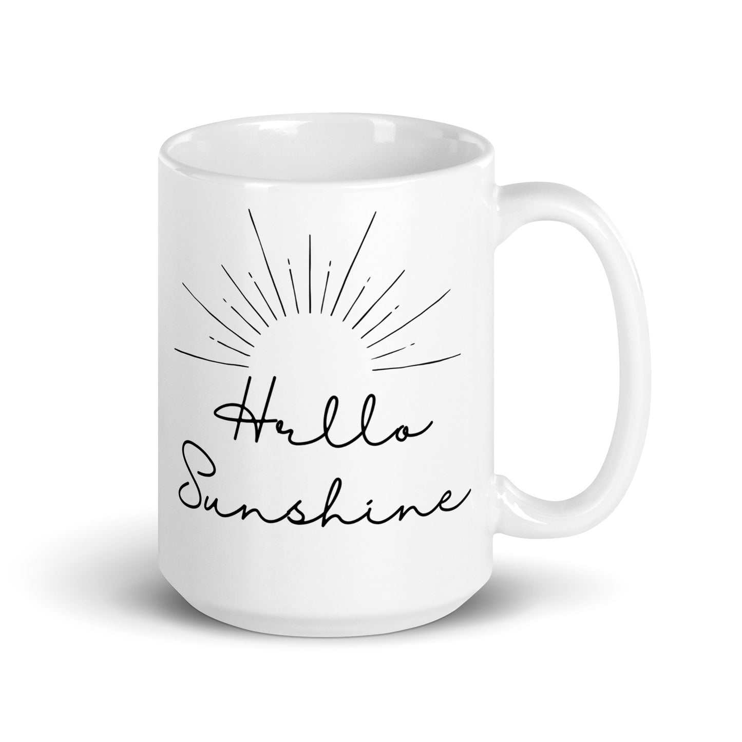 Hello Sunshine Plain White glossy mug