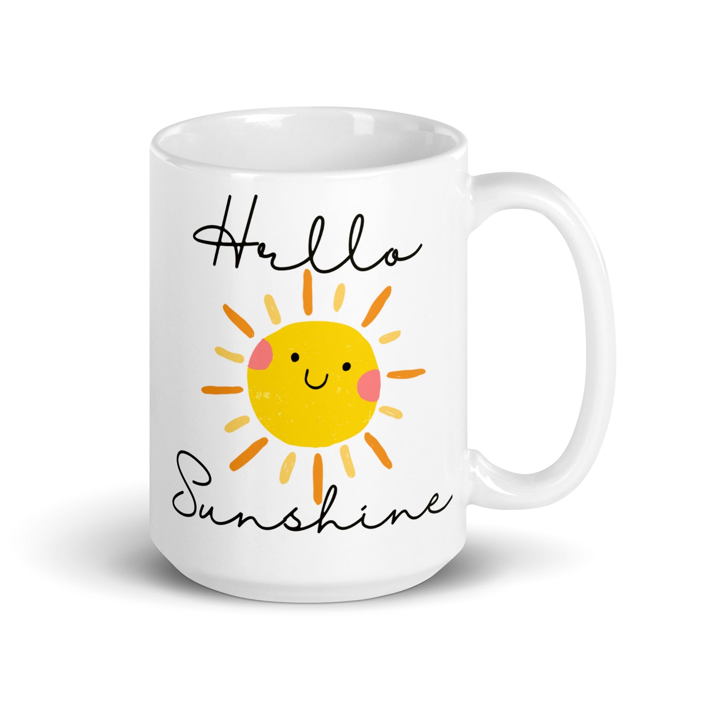 Hello Sunshine Sun White glossy mug