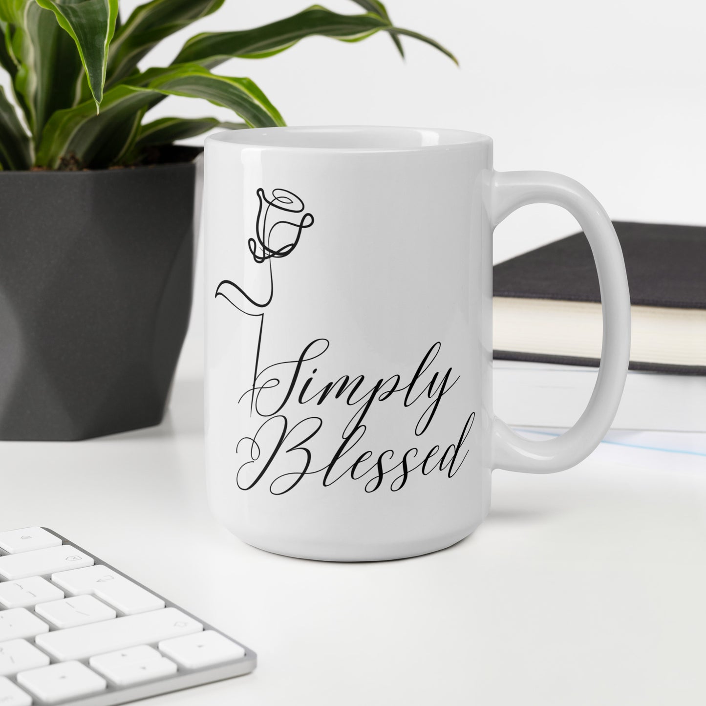 Simply Blessed Rose White glossy mug