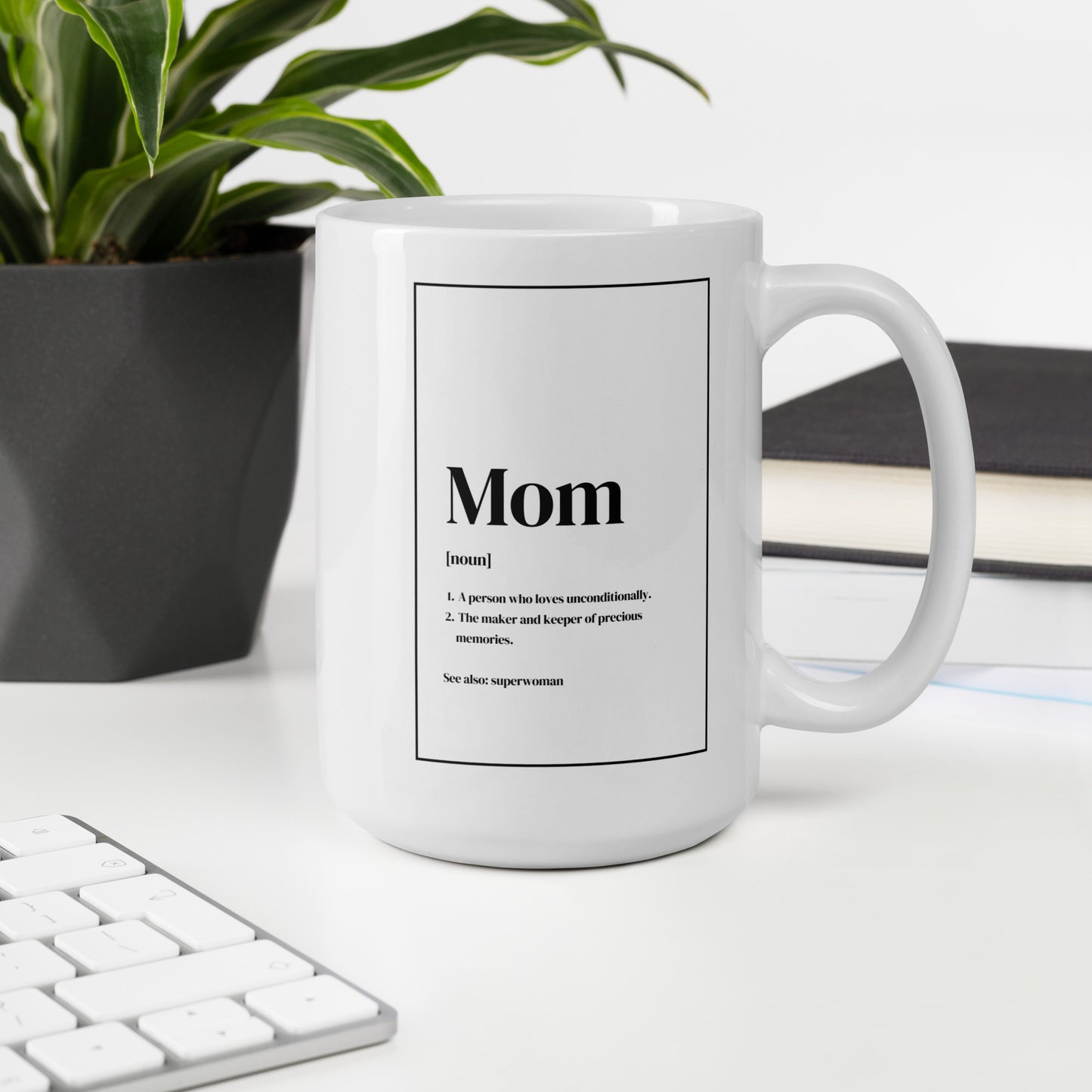 Mom Noun White glossy mug