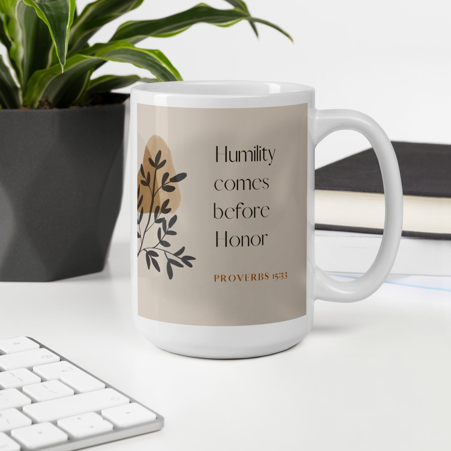 Proverbs 15:33 Natural White glossy mug