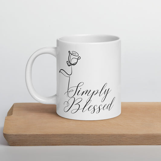 Simply Blessed Rose White glossy mug