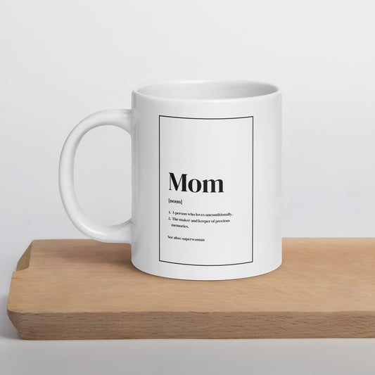 Mom Noun White glossy mug