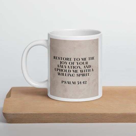 Psalm 51:12 White glossy mug