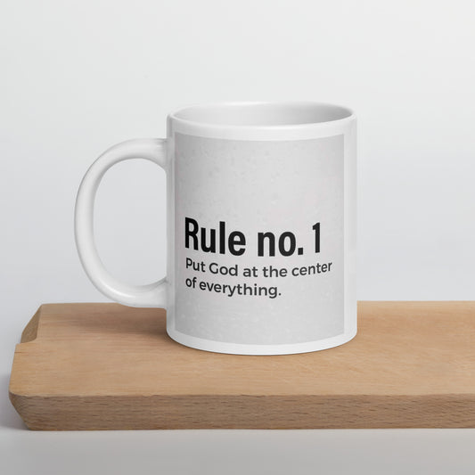 Rule No.1 White glossy mug