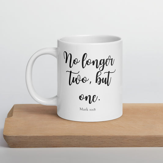 Mark 10:8 White glossy mug