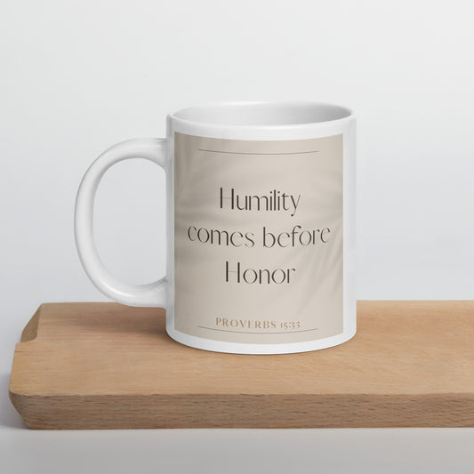 Proverbs 15:33 Elegant White glossy mug