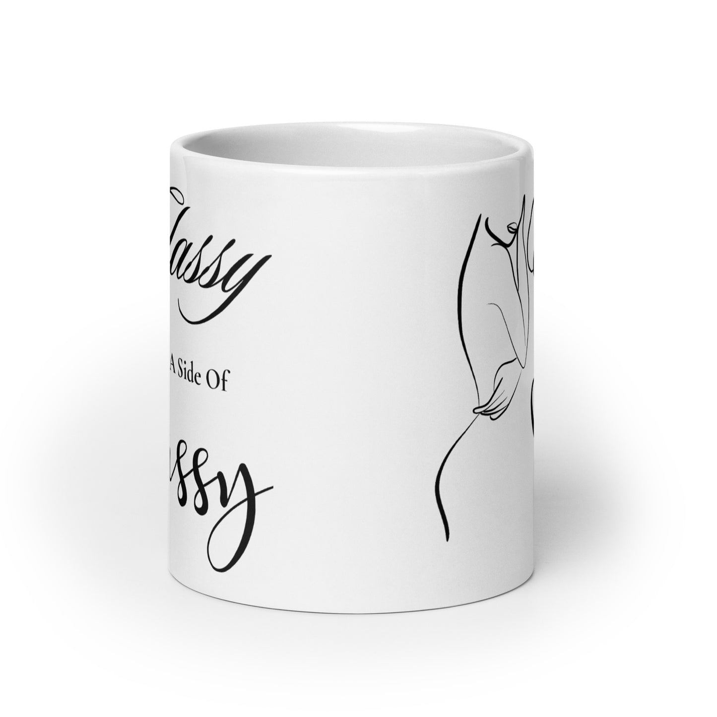 Classy with a side of Sassy Elegant White glossy mug