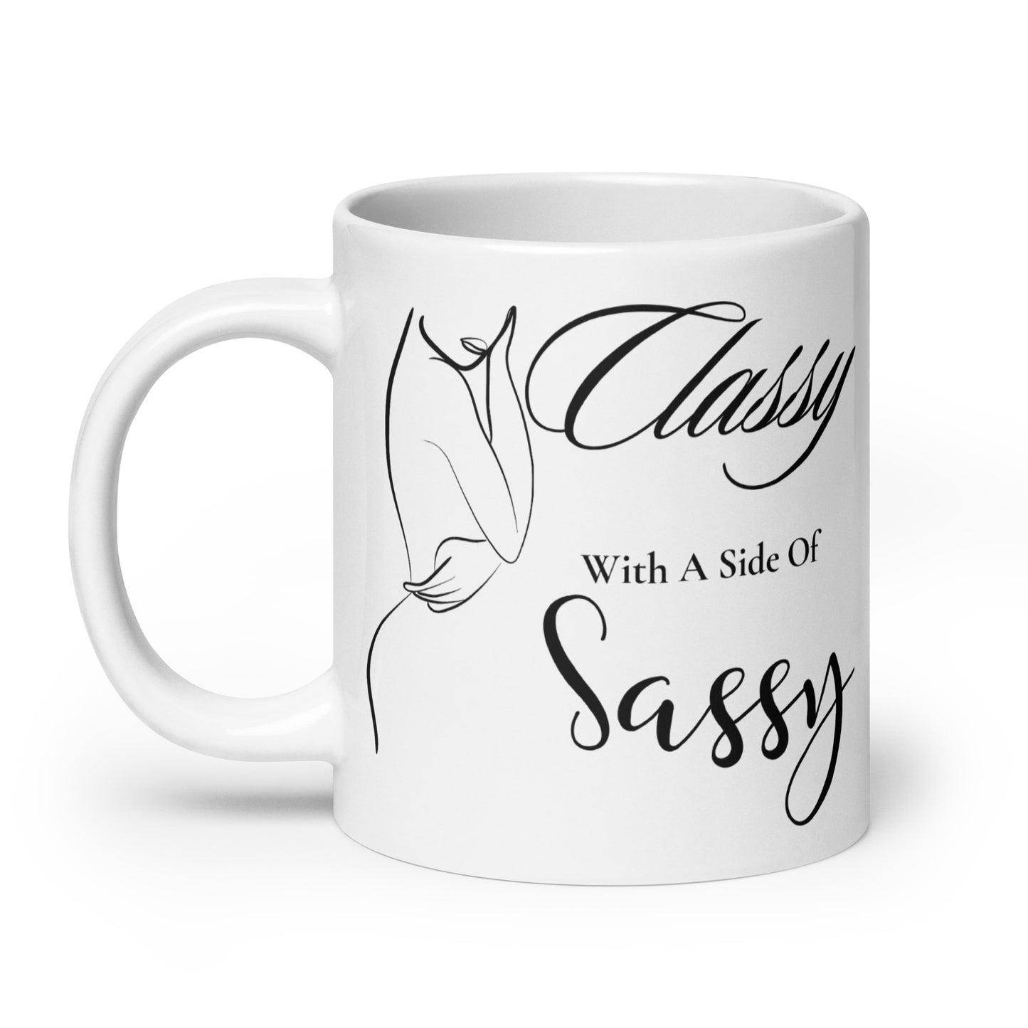 Classy with a side of Sassy Elegant White glossy mug