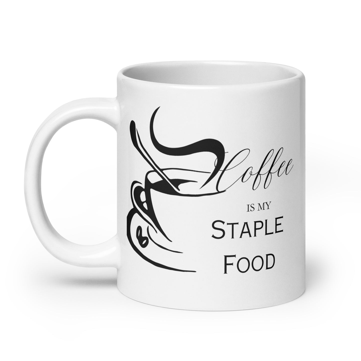 Coffee is my Staple Food Elegant White glossy mug