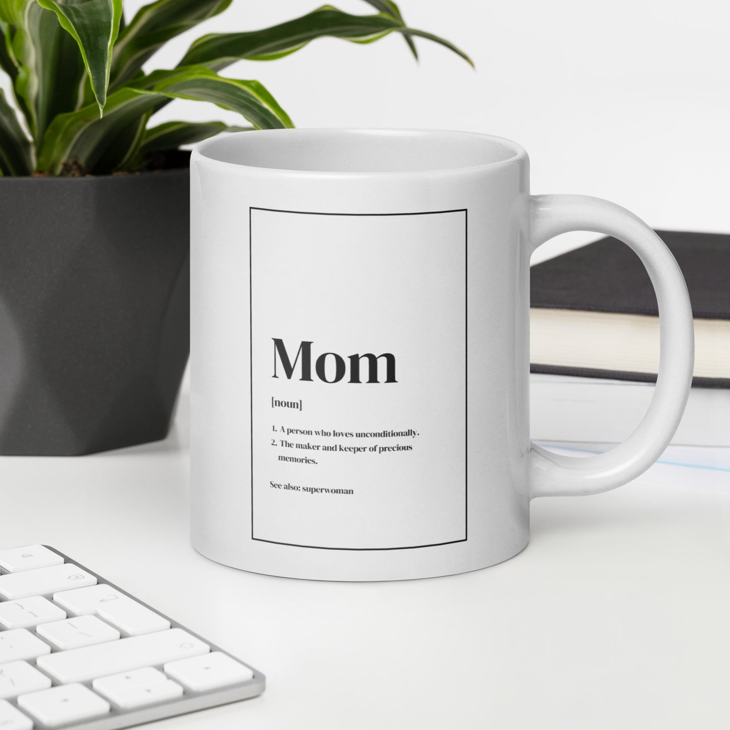 Mom Noun White glossy mug